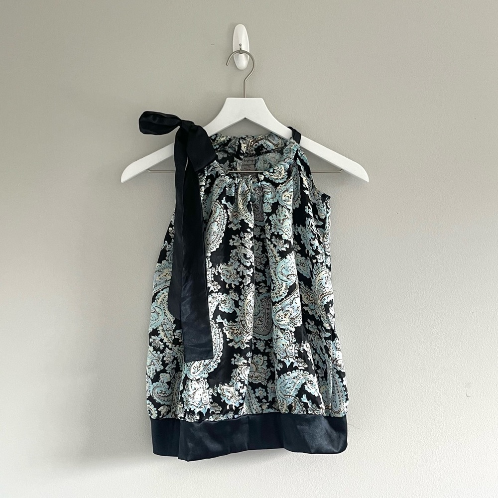 Daytrip Silky Blue Pattern High Neck Tank Top Size M